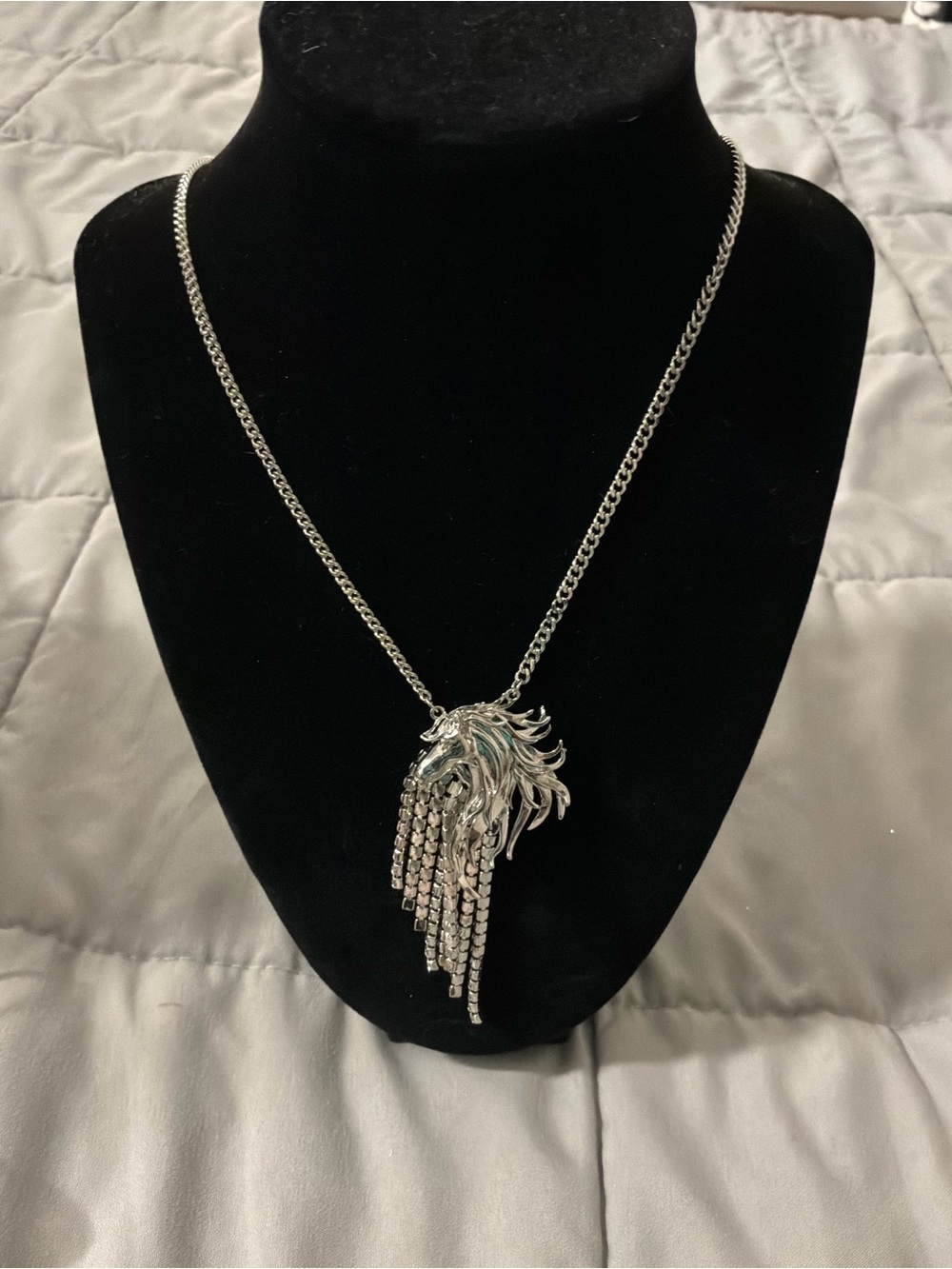 Simply Vera Vera Wang Silver-tone Horse Head Pendant with Tassels 24 in Necklace